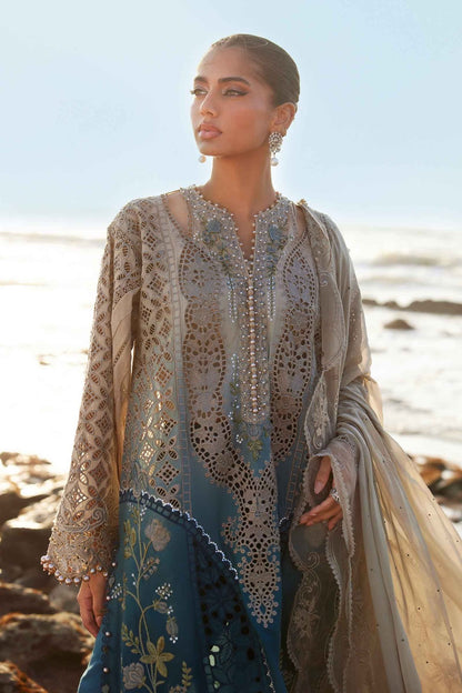 Pakistani Designer Tie-Dye Chikankari Organza Suit Online in KSA Riyadh Saudi Arabia Oman Bahrain Qatar
