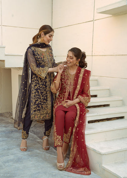 Pakistani Designer Tilla Work Organza Suit Online in Sri Lanka India Australia