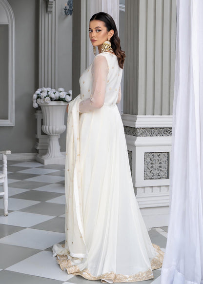 Pakistani Designer White Chiffon Pishwas Salwar Kameez Online in KSA Riyadh Saudi Arabia Oman Bahrain Qatar