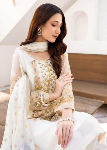 Pakistani Designer White Chiffon Salwar Kameez Online in KSA Riyadh Saudi Arabia Oman Bahrain Qatar