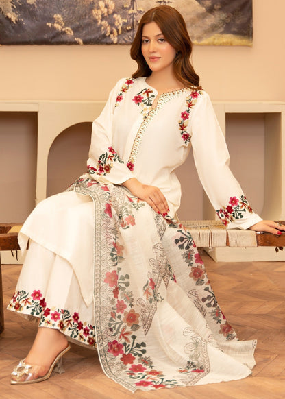 Pakistani Designer White Embroidered Lawn Suit Online in Sri Lanka India Australia