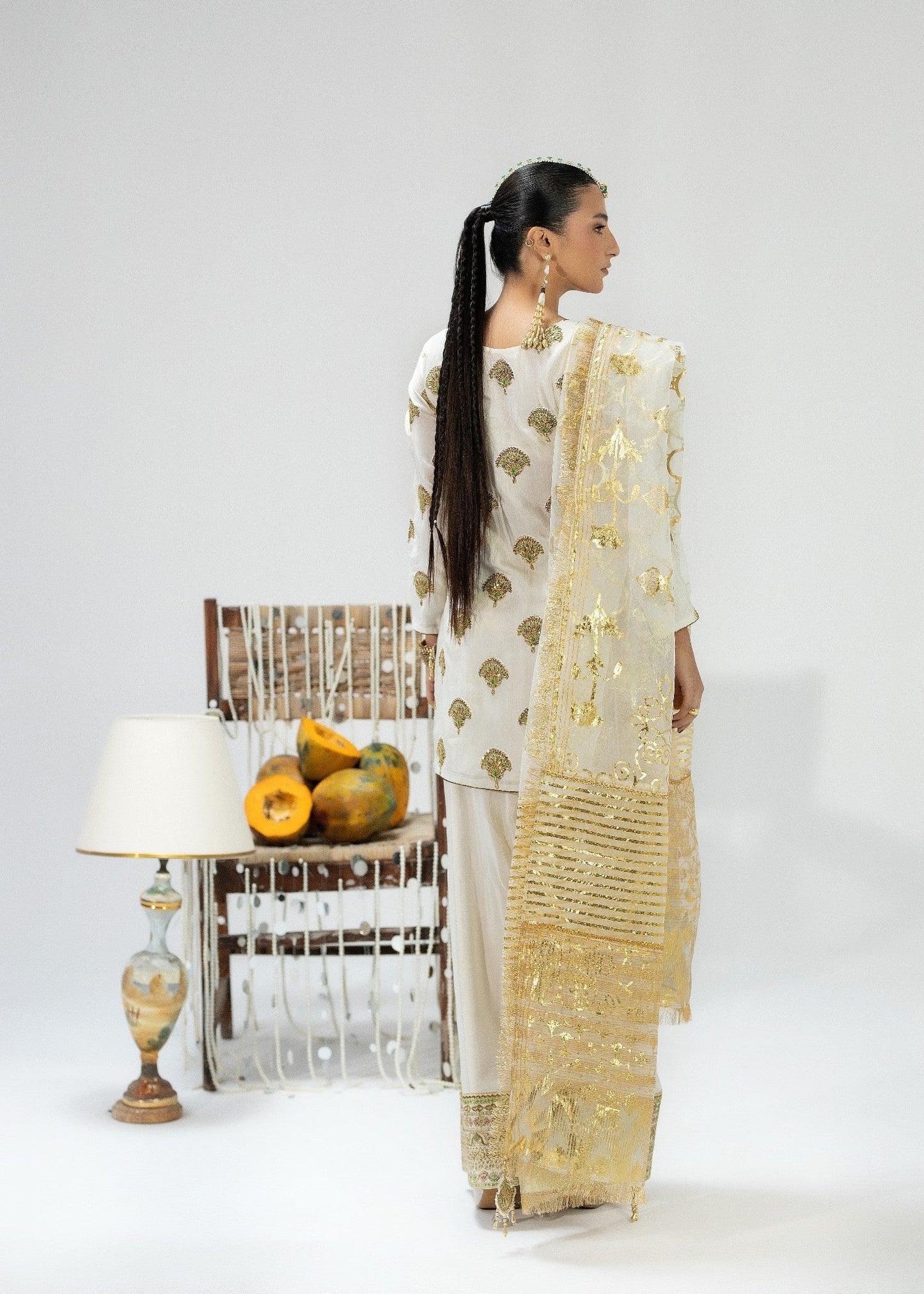 Pakistani Designer White Embroidered Raw Silk Salwar Kameez Online in KSA Riyadh Saudi Arabia Oman Bahrain Qatar