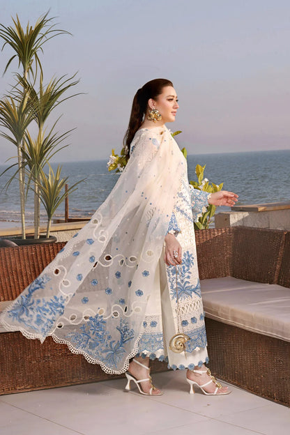 Pakistani Designer White Lawn Salwar Kameez Online in KSA Riyadh Saudi Arabia Oman Bahrain Qatar