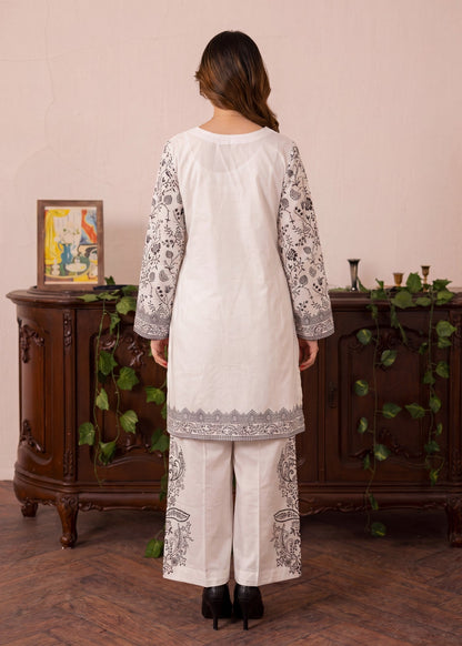 Pakistani Designer White Lawn Suit Online in KSA Riyadh Saudi Arabia Oman Bahrain Qatar