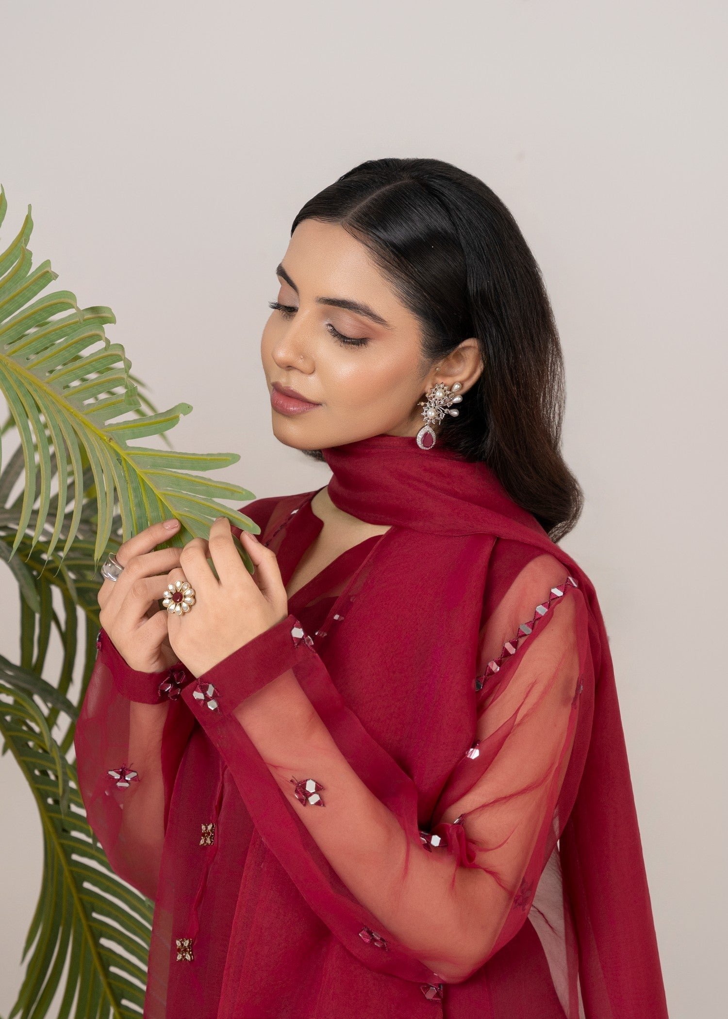 Pakistani Designer Wine Raw Silk Salwar Kameez Online in KSA Riyadh Saudi Arabia Oman Bahrain Qatar