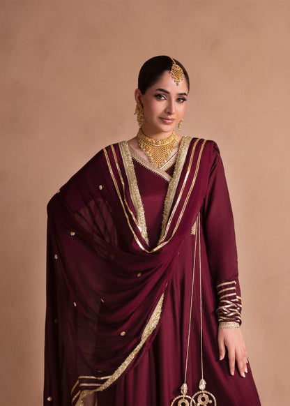 Pakistani Designer Wine Raw Silk Salwar Kameez Online in KSA Riyadh Saudi Arabia Oman Bahrain Qatar