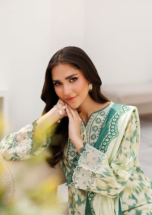 Pakistani Designer Yellow Green Lawn Suit Online in KSA Riyadh Saudi Arabia Oman Bahrain Qatar