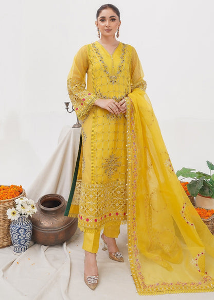 Pakistani Designer Yellow Net Salwar Kameez Online in KSA Riyadh Saudi Arabia Oman Bahrain Qatar