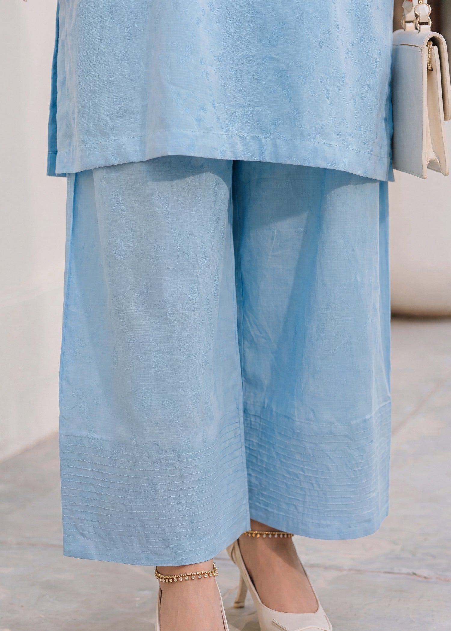 Pakistani Embellished Sky Blue Lawn Kurta Online in Sri Lanka India Australia