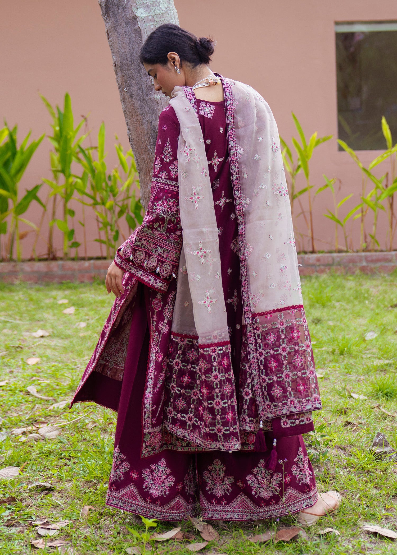 Pakistani Embroidered Berry Red Lawn Suit Online in KSA Riyadh Saudi Arabia Oman Bahrain Qatar
