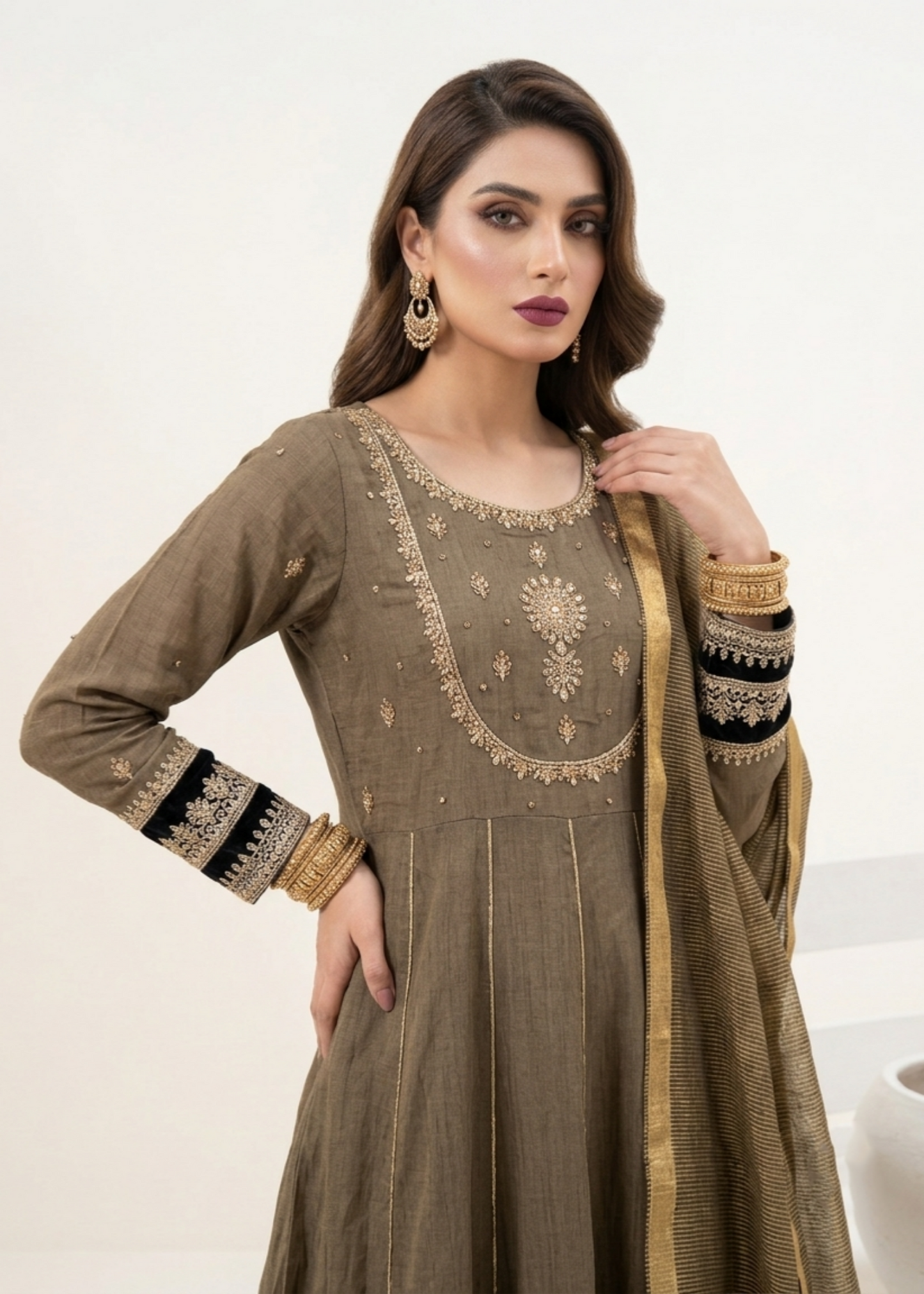 Pakistani Embroidered Cotton Tissue Dupatta Suit Online in Dubai UAE Abudhabi Ajman Sharjah
