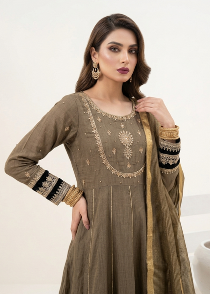 Pakistani Embroidered Cotton Tissue Dupatta Suit Online in Dubai UAE Abudhabi Ajman Sharjah