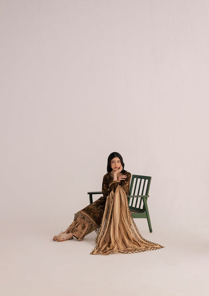 Pakistani Embroidered Dark Brown Lawn Kurta Set Online in KSA Riyadh Saudi Arabia Oman Bahrain Qatar