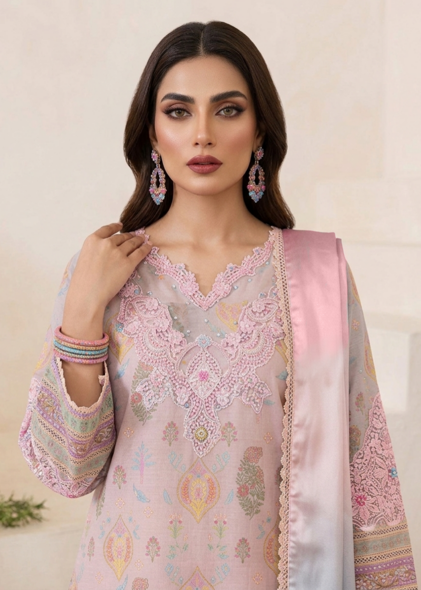 Pakistani Embroidered Farshi Shalwar Peach Pink Online in Sri Lanka India Australia