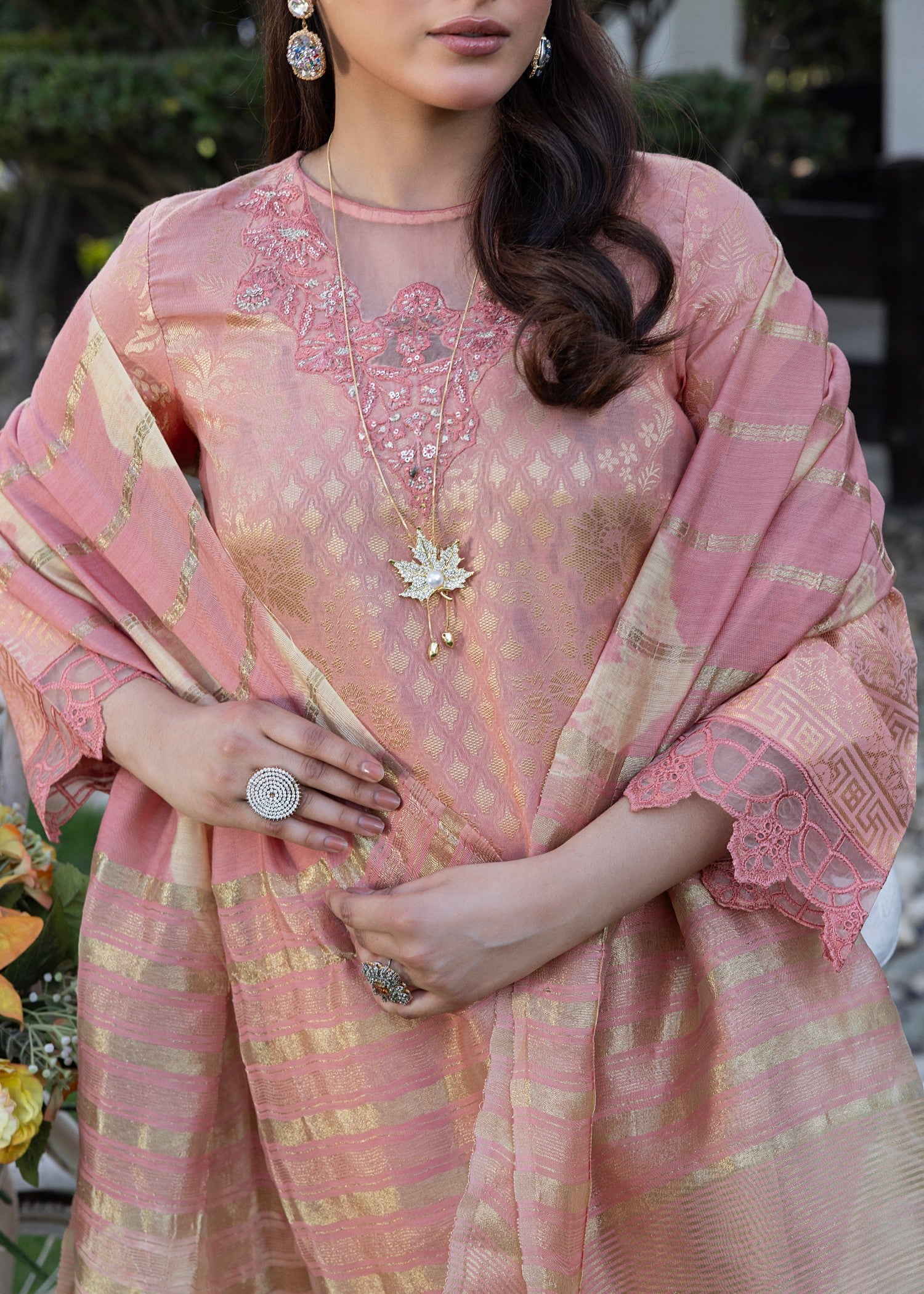 Pakistani Embroidered Jacquard Straight Cut Suit Online in KSA Riyadh Saudi Arabia Oman Bahrain Qatar