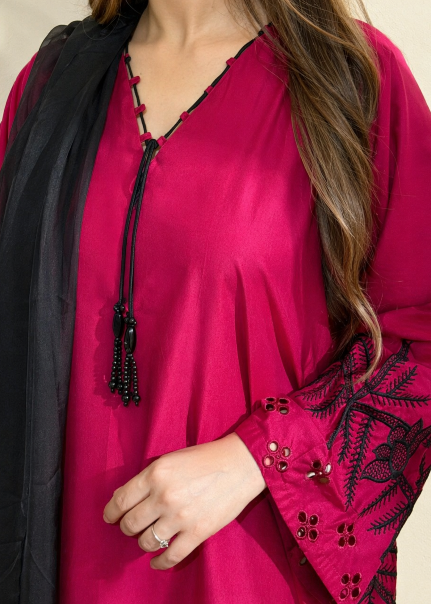 Pakistani Embroidered Lawn Farshi Suit Raspberry Pink Online in Sri Lanka India Australia