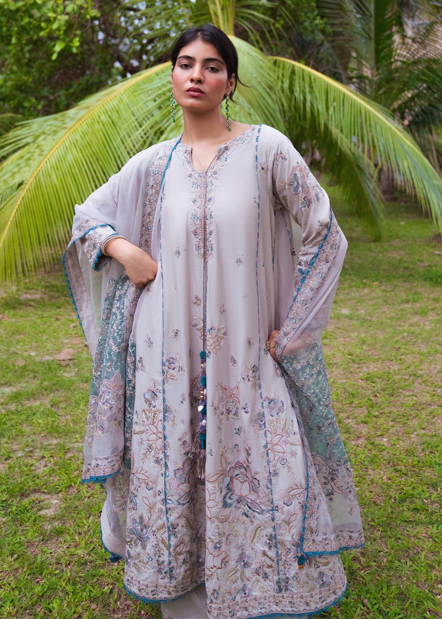 Pakistani Embroidered Lawn Lavender Pishwas Suit Online in Dubai UAE Abudhabi Ajman Sharjah