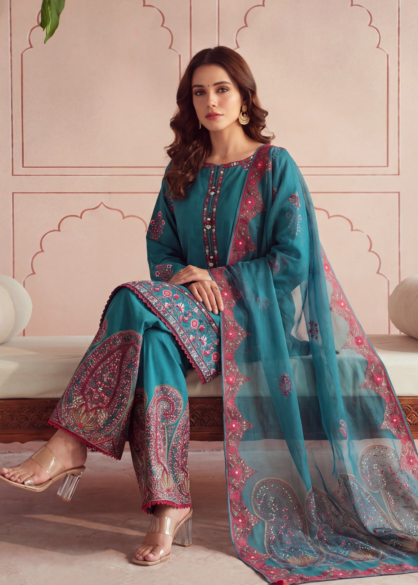 Pakistani Embroidered Lawn Suit for Women Online in Dubai UAE Abudhabi Ajman Sharjah