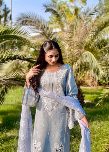 Pakistani Embroidered Lawn Suit with Chiffon Dupatta Online in Sri Lanka India Australia