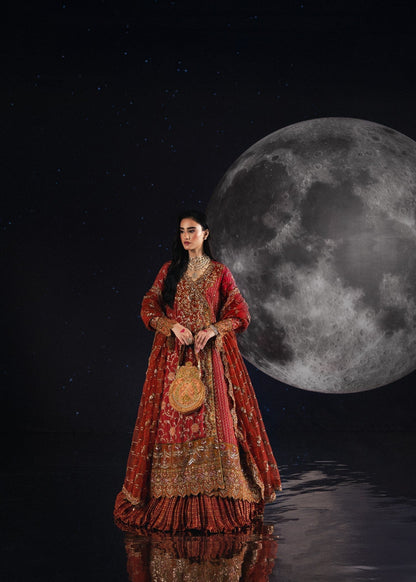 Pakistani Embroidered Lehenga Choli Burnt Orange Online in Sri Lanka India Australia