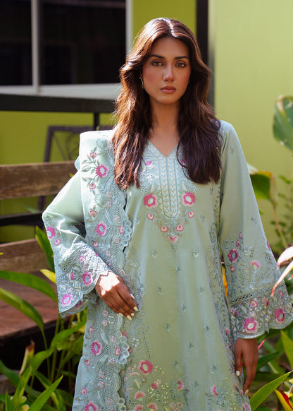 Pakistani Embroidered Mint Green Lawn Suit Online in KSA Riyadh Saudi Arabia Oman Bahrain Qatar