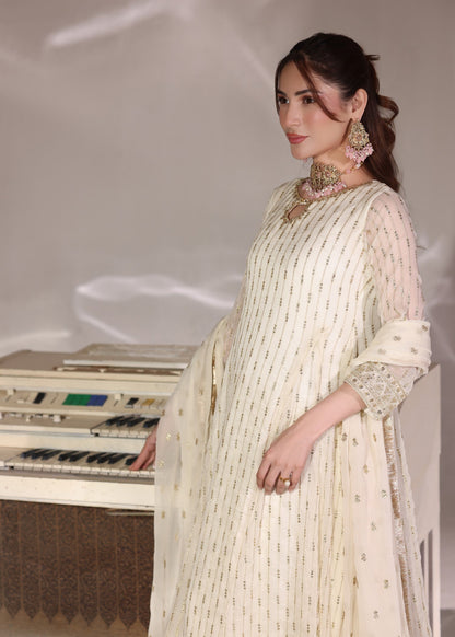 Pakistani Embroidered Off-White Chiffon Festive Suit Online in Dubai UAE Abudhabi Ajman Sharjah