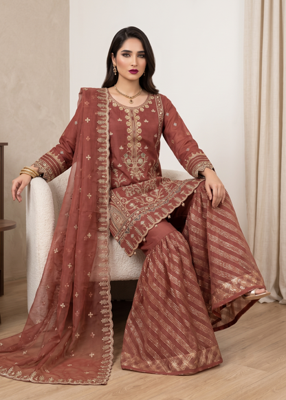 Pakistani Embroidered Organza Gharara Online in Dubai DXB UAE Abudhabi Meena Bazaar