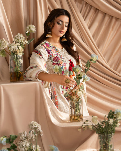 Pakistani Embroidered Silk Suit Online in KSA Riyadh Saudi Arabia Oman Bahrain Qatar
