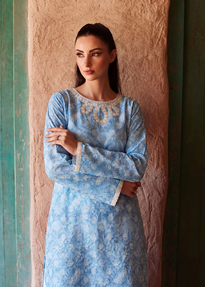 Pakistani Embroidered Sky Blue Self Jacquard Suit Online in Sri Lanka India Australia