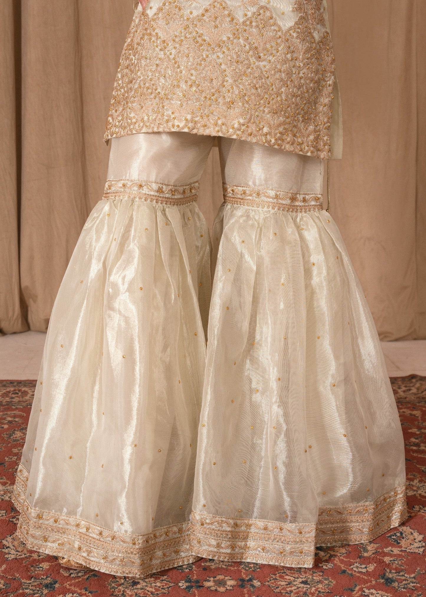 Pakistani Embroidered Tissue Gharara Suit Online in KSA Riyadh Saudi Arabia Oman Bahrain Qatar