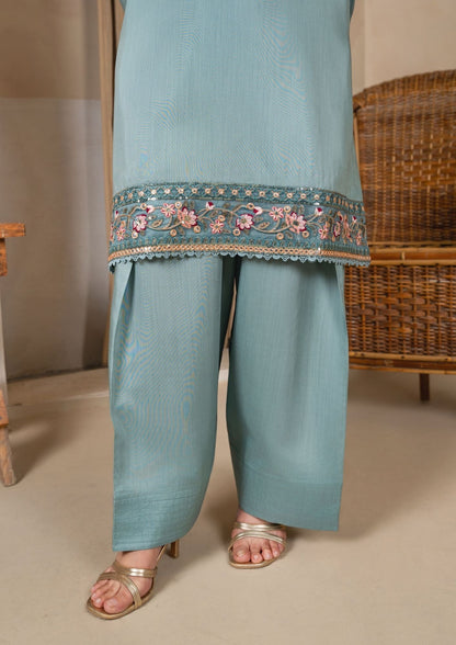 Pakistani Embroidered Viscose Raw Silk Farshi Shalwar Online in KSA Riyadh Saudi Arabia Oman Bahrain Qatar