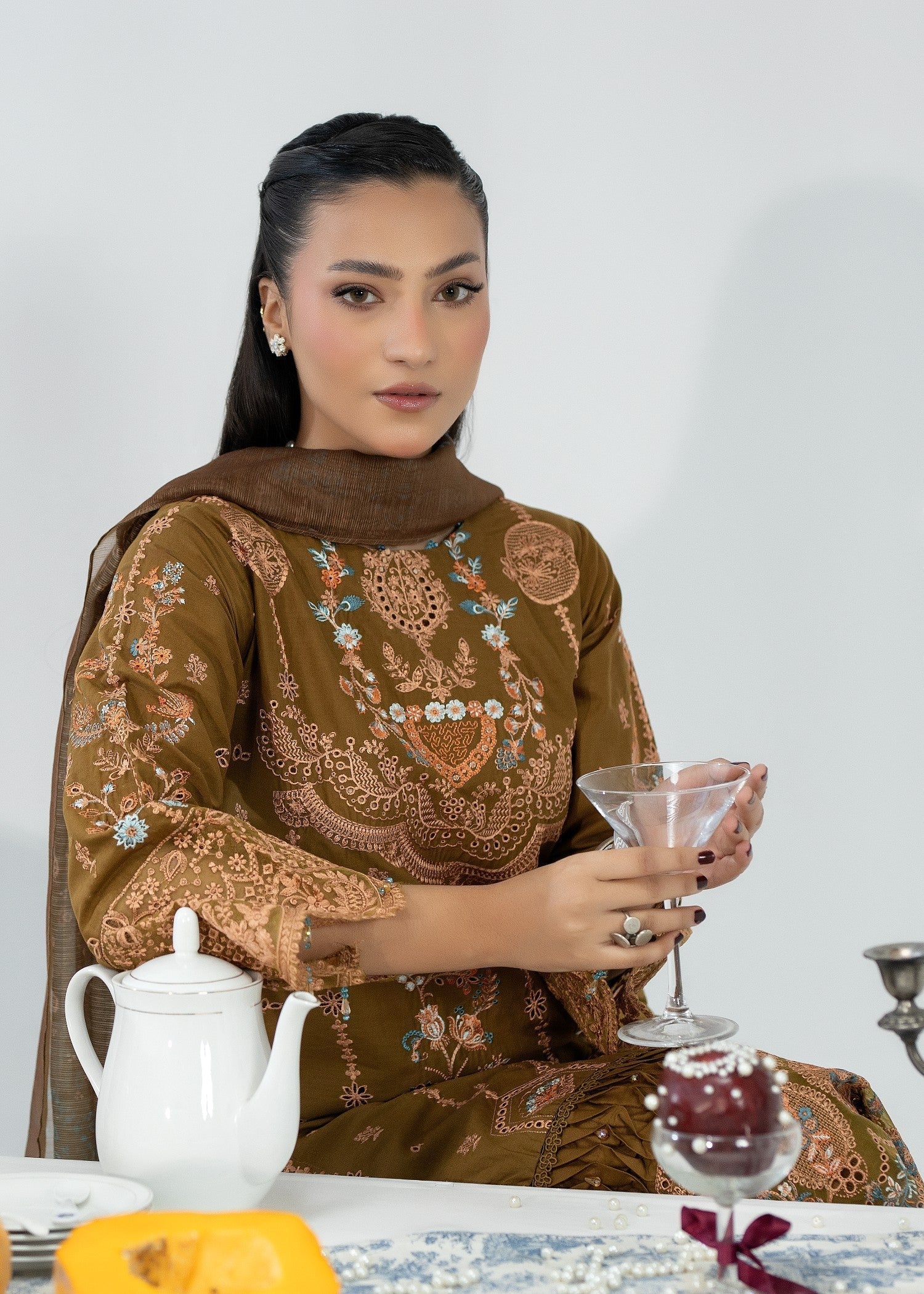 Pakistani Festive Embroidered Cotton Suit Online in KSA Riyadh Saudi Arabia Oman Bahrain Qatar