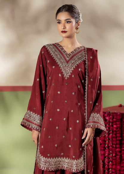 Pakistani Festive Maroon Raw Silk Farshi Suit Online in Dubai DXB UAE Abudhabi Meena Bazaar
