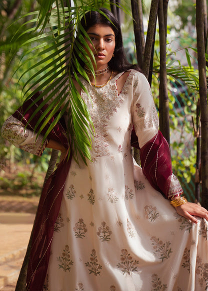 Pakistani Festive Wear Ivory Lawn Embroidered Maxi Online in Sri Lanka India Australia