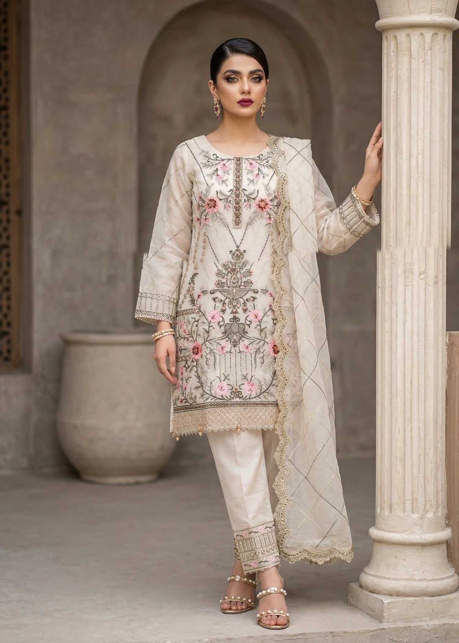 Pakistani Festive Wear Organza Suit Online in Dubai UAE Abudhabi Ajman Sharjah