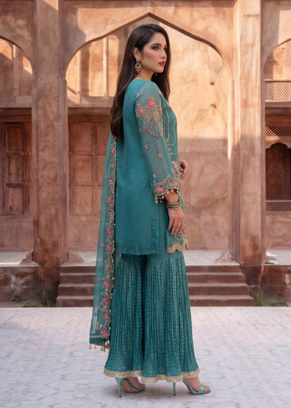 Pakistani Festive Wear Sea Green Gharara Online in KSA Riyadh Saudi Arabia Oman Bahrain Qatar