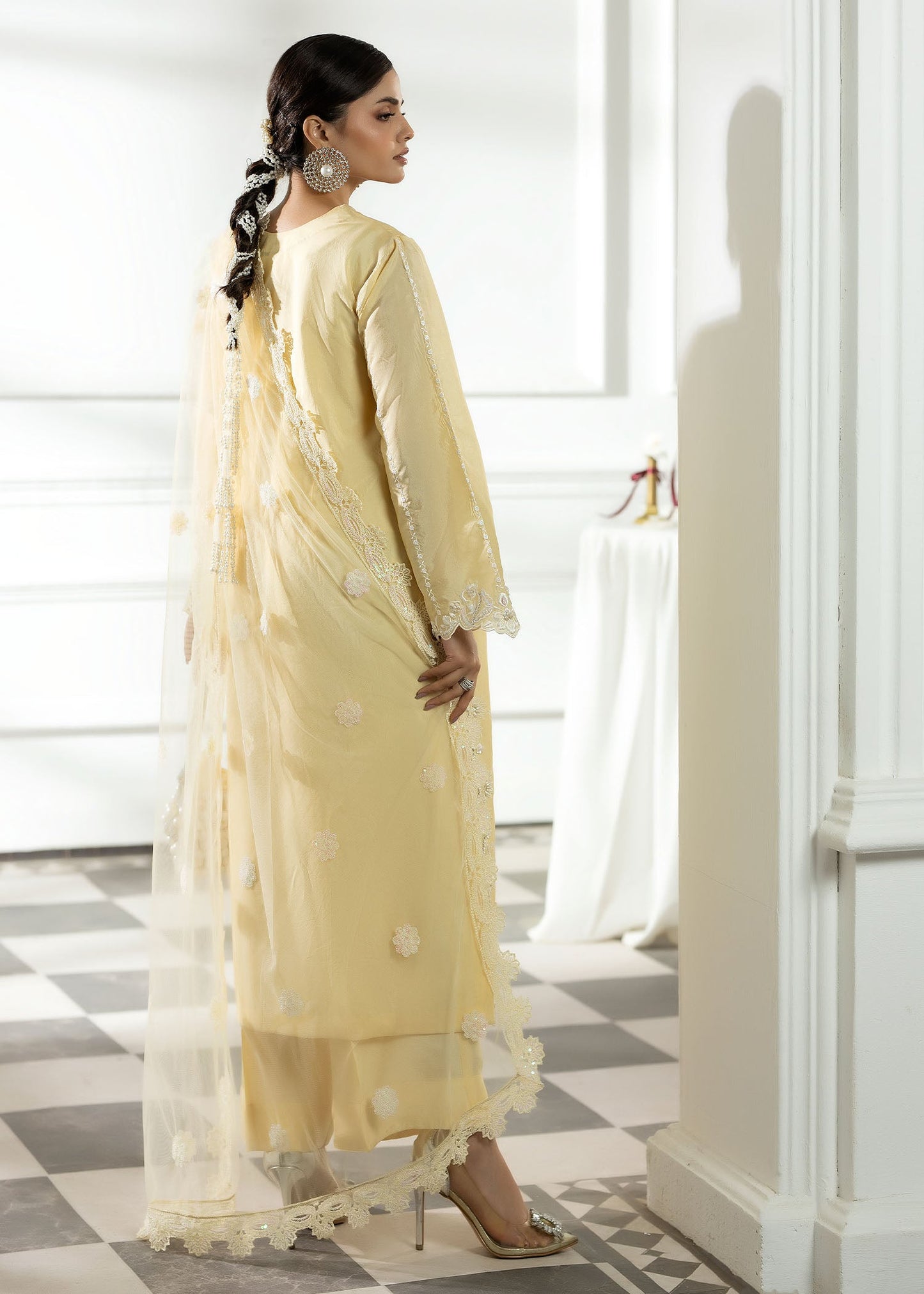 Pakistani Festive Wear Silk Suit with Net Dupatta Online in KSA Riyadh Saudi Arabia Oman Bahrain Qatar