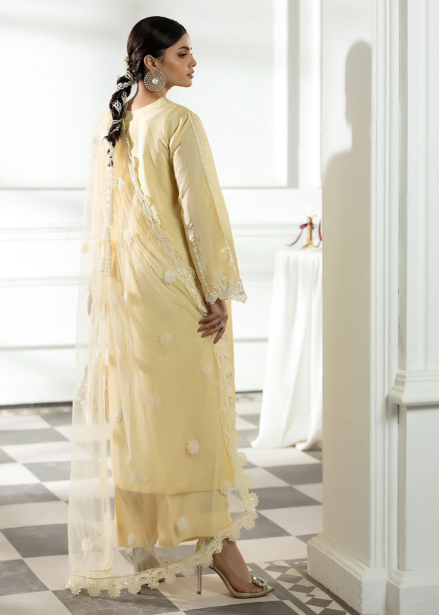 Pakistani Festive Wear Silk Suit with Net Dupatta Online in KSA Riyadh Saudi Arabia Oman Bahrain Qatar