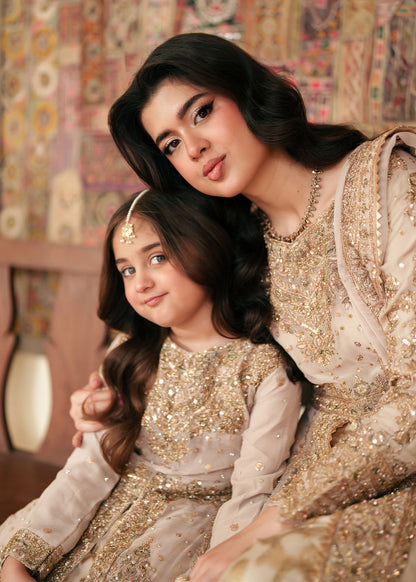 Pakistani Gold Chiffon Kids Party Wear Online in UK USA Canada