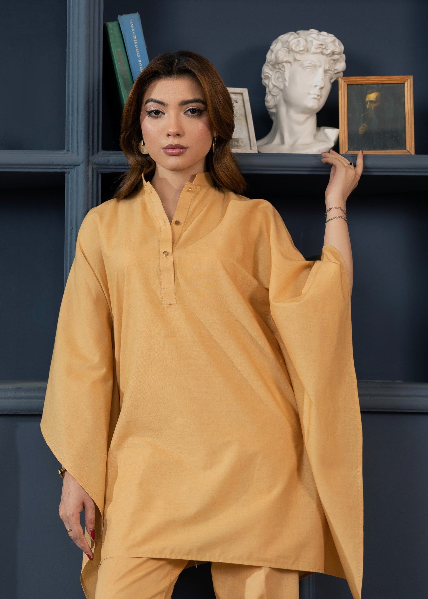 Pakistani Gold Kaftan Suit for Summer Online in KSA Riyadh Saudi Arabia Oman Bahrain Qatar