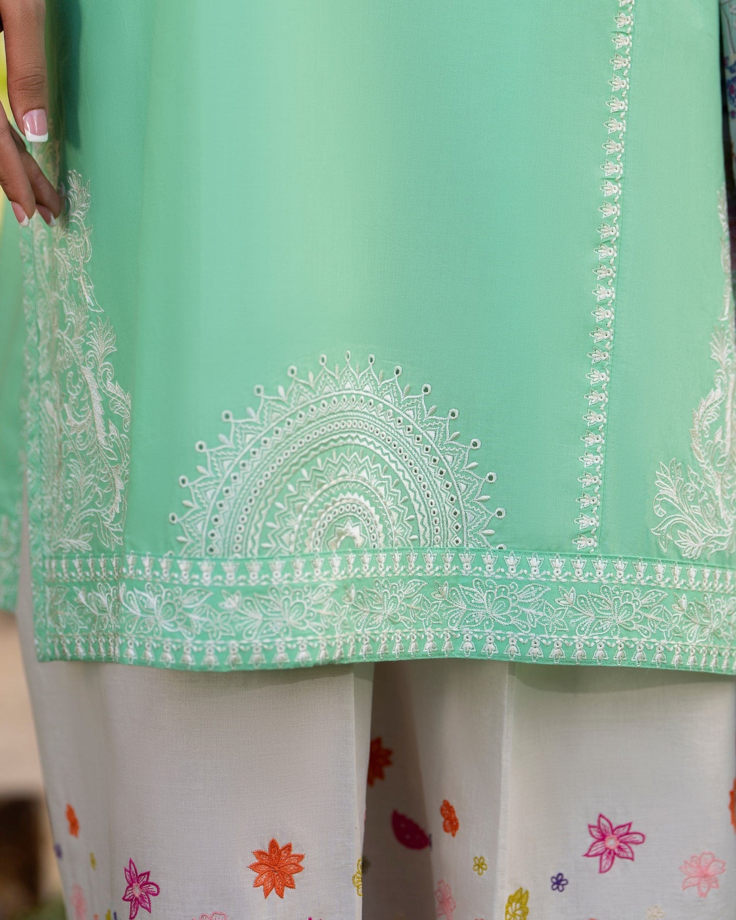Pakistani Green Chiffon Embellished Suit Online in Dubai UAE Abudhabi Ajman Sharjah