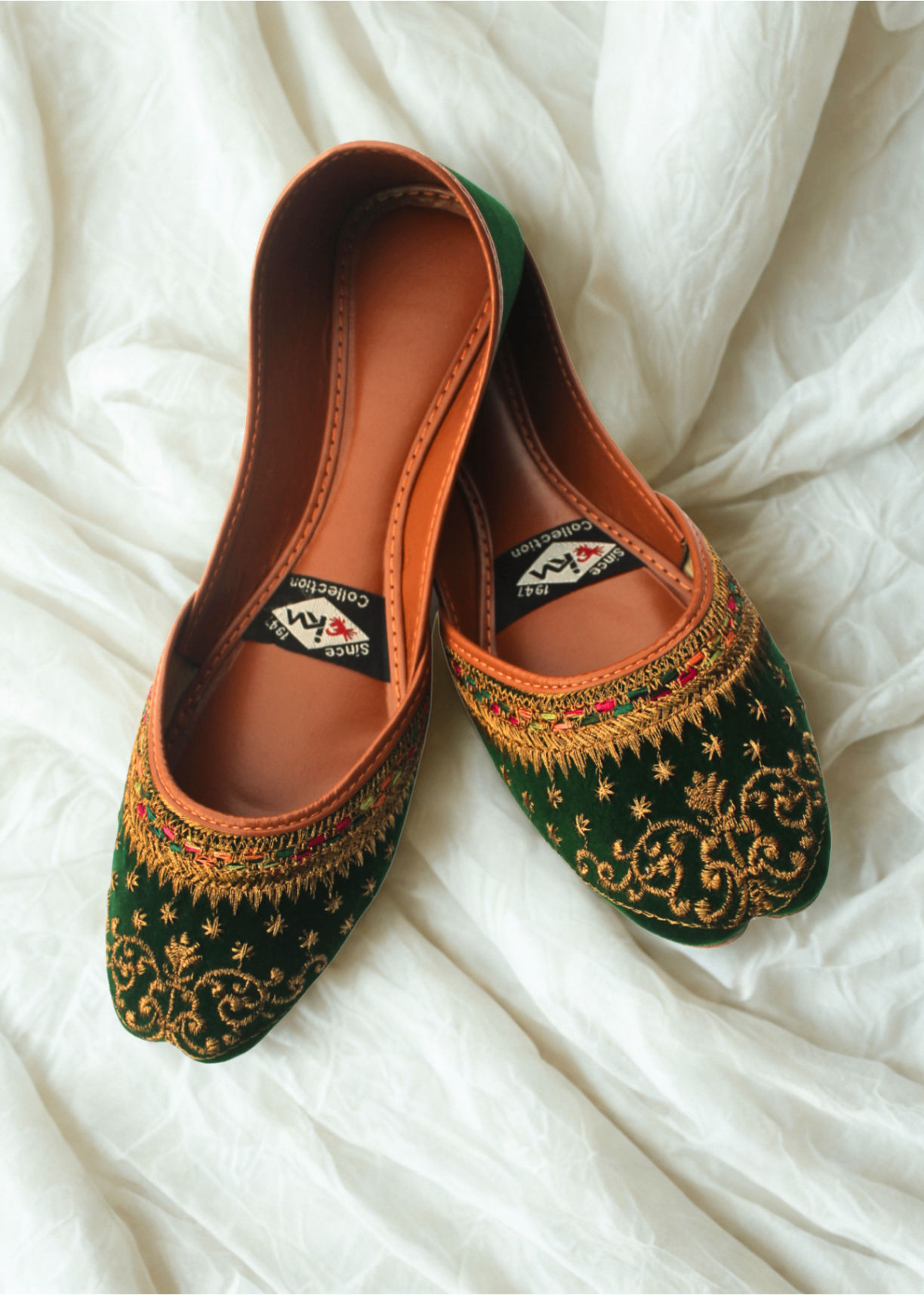 Pakistani Green Velvet Mojari Online in UK USA Canada