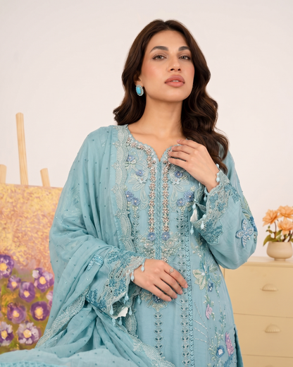 Pakistani Grey Chiffon Suit for Women Online in KSA Riyadh Saudi Arabia Oman Bahrain Qatar
