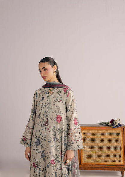 Pakistani Grey Embroidered Lawn Dress Online in Dubai DXB UAE Abudhabi Meena Bazaar
