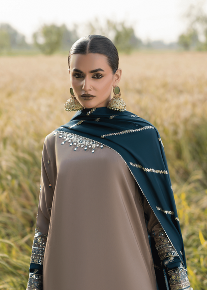 Pakistani Grey Embroidered Sharara Suit Online in KSA Riyadh Saudi Arabia Oman Bahrain Qatar