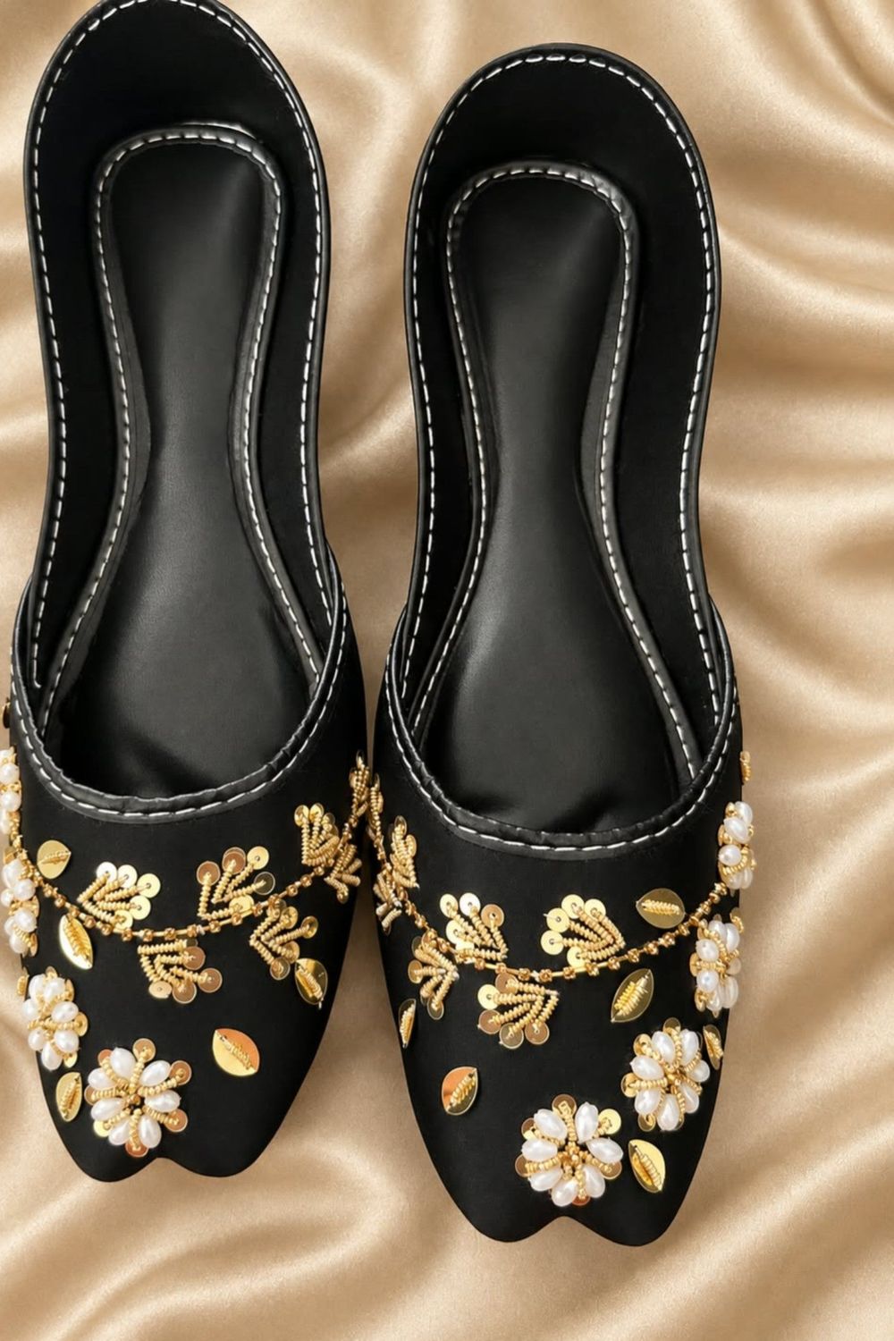 Black Silk Khussa for Women Online in Dubai UAE Abudhabi Ajman Sharjah