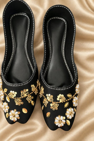 Black Silk Khussa for Women Online in Dubai UAE Abudhabi Ajman Sharjah