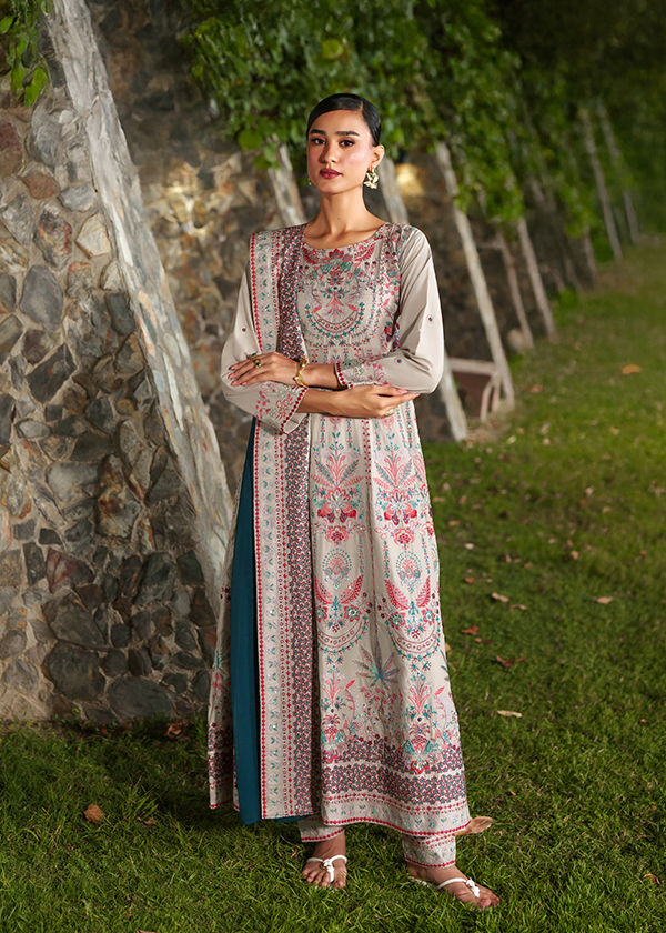 Pakistani Ivory Embroidered Lawn Suit for Women Online in KSA Riyadh Saudi Arabia Oman Bahrain Qatar