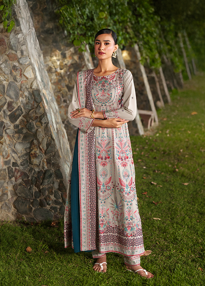 Pakistani Ivory Embroidered Lawn Suit for Women Online in KSA Riyadh Saudi Arabia Oman Bahrain Qatar