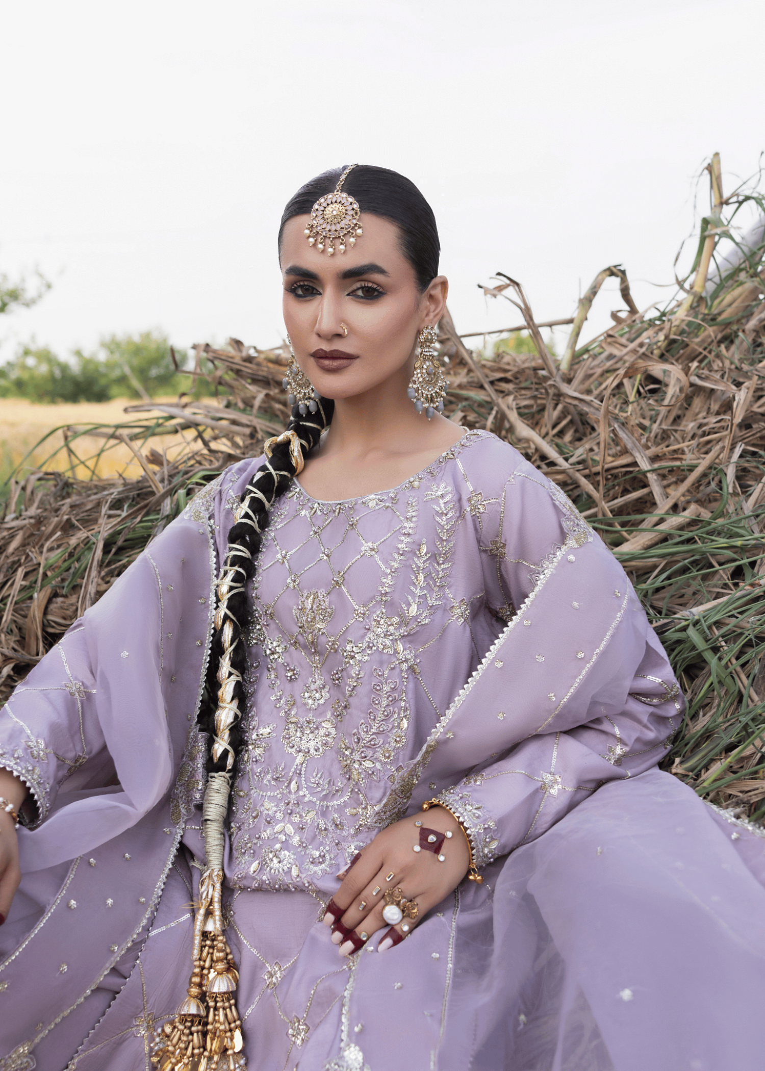 Pakistani Lavender Embroidered Raw Silk Festive Suit Online in Sri Lanka India Australia